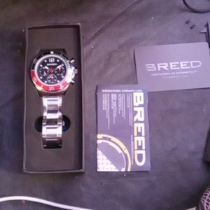Brand New Breed red,black, Sterling silver and chrome face,wbezel,band.Ret$250